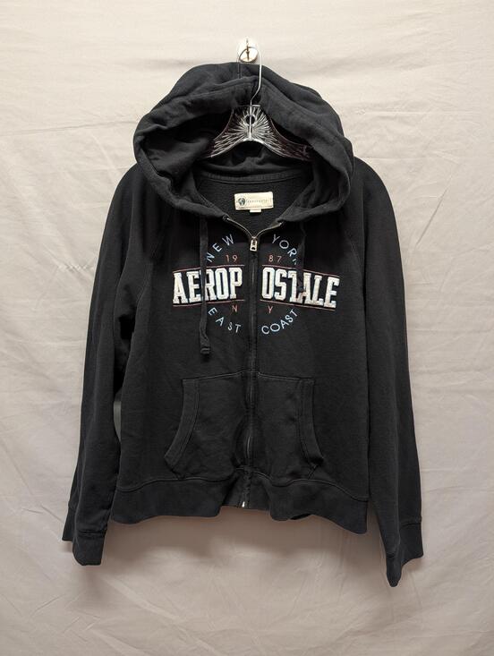 Aeropostale Sweaters - Aeropostale Hoodie Womens XS Black Full Zip Sweatshirt New York 1987 Graphic